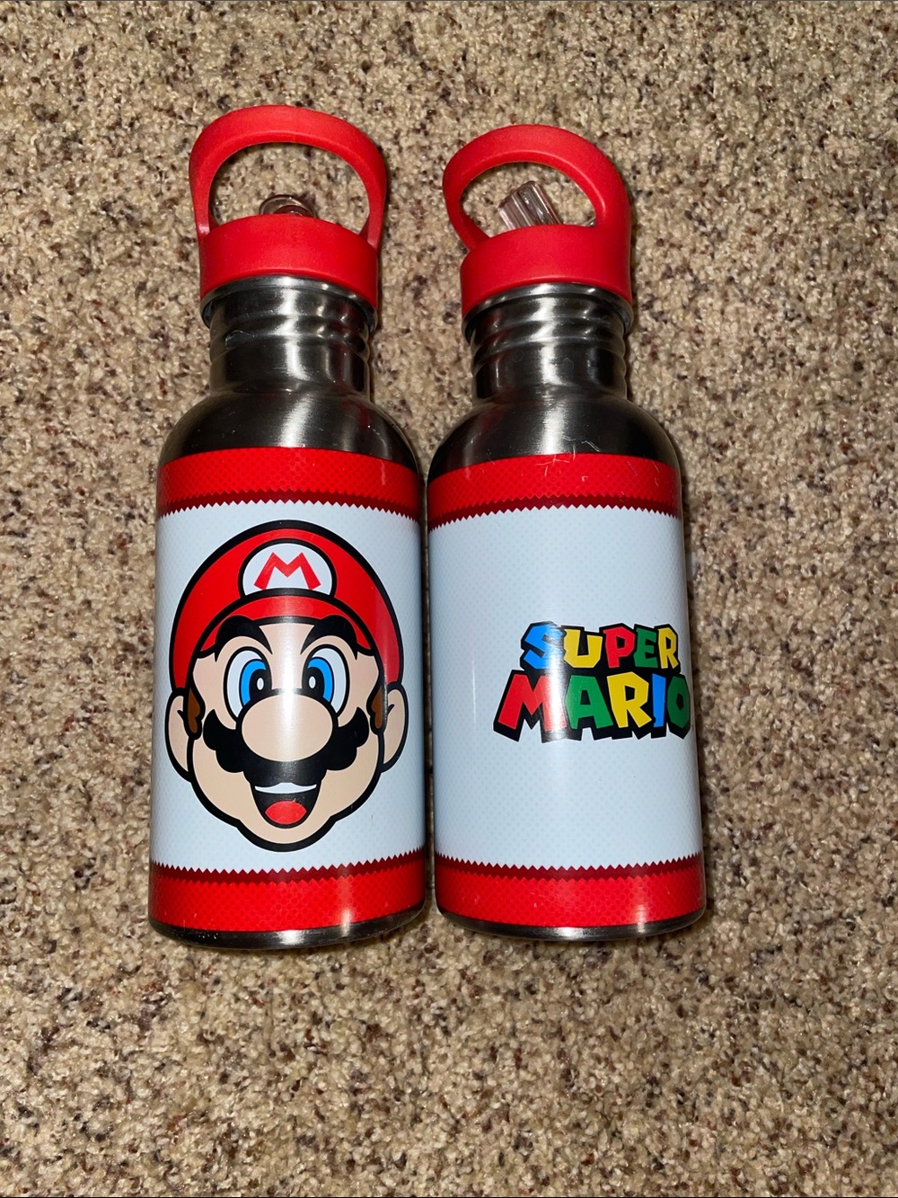 Super Mario Red Stainless Steel Water Bottle Set